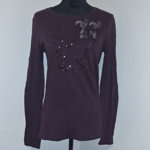 American Eagle Outfitters Plum Long Sleeve Tee